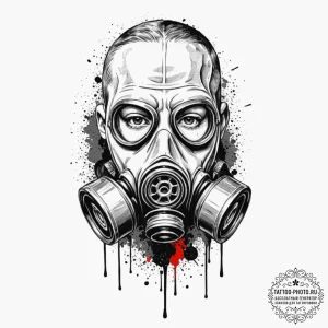Gas mask, artistic tattoo sketch, black and w... - эскиз тату (№1753404167_0, 25.07.2025 00:42) — tattoo-photo.ru