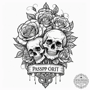 A pile of old, worn-out passports., tattoo li... - эскиз тату (№1753405591_0, 25.07.2025 01:06) — tattoo-photo.ru