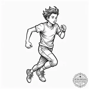 Tattoo design a retro character running acros... - эскиз тату (№1753406618_0, 25.07.2025 01:23) — tattoo-photo.ru