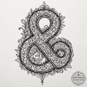 An ampersand symbol, tattoo drawing outline,... - эскиз тату (№1753407029_0, 25.07.2025 01:30) — tattoo-photo.ru