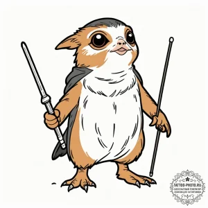 33. neo-traditional tattoo of a porg, cute an... - эскиз тату (№1753407643_0, 25.07.2025 01:40) — tattoo-photo.ru