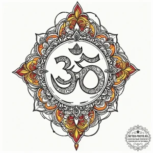 Om (symbol), tattoo flash sheet design, on a... - эскиз тату (№1753410505_0, 25.07.2025 02:28) — tattoo-photo.ru