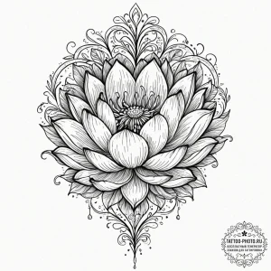 Tattoo sketch a lotus flower growing from a s... - эскиз тату (№1753411122_0, 25.07.2025 02:38) — tattoo-photo.ru