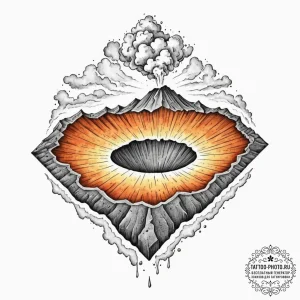 A view of a volcanic crater from the rim., ar... - эскиз тату (№1753412559_0, 25.07.2025 03:02) — tattoo-photo.ru