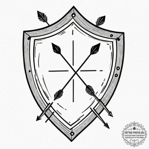 Tattoo sketch a medieval shield with a single... - эскиз тату (№1753413173_0, 25.07.2025 03:12) — tattoo-photo.ru
