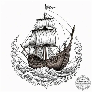 Tattoo sketch a powerful viking longship cutt... - эскиз тату (№1753415015_0, 25.07.2025 03:43) — tattoo-photo.ru