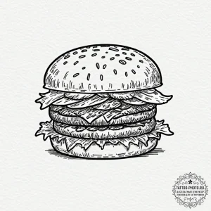 A neo-traditional tattoo of a kahuna burger b... - эскиз тату (№1753415630_0, 25.07.2025 03:53) — tattoo-photo.ru