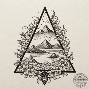 Tattoo design an ancient pyramid with glowing... - эскиз тату (№1753416245_0, 25.07.2025 04:04) — tattoo-photo.ru