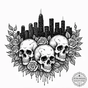 Watercolor sketch of neo-los angeles skyline... - эскиз тату (№1753417471_0, 25.07.2025 04:24) — tattoo-photo.ru