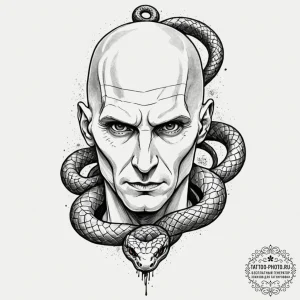 A graphic novel style portrait of lord voldem... - эскиз тату (№1753419314_0, 25.07.2025 04:55) — tattoo-photo.ru