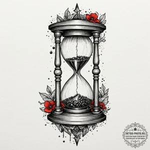 Tattoo sketch a hourglass, half-filled, repre... - эскиз тату (№1753420546_0, 25.07.2025 05:15) — tattoo-photo.ru