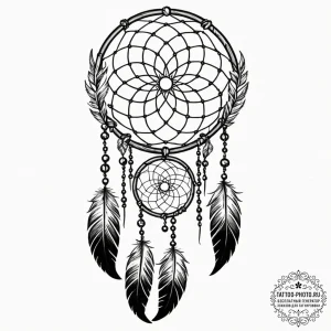 Tattoo design: a dreamcatcher design with a l... - эскиз тату (№1753421157_0, 25.07.2025 05:25) — tattoo-photo.ru