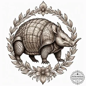 An armadillo, tattoo line art, sepia tone ske... - эскиз тату (№1753422388_0, 25.07.2025 05:46) — tattoo-photo.ru