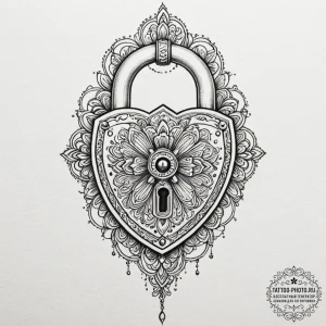 Tattoo sketch a stylized lock on one partner,... - эскиз тату (№1753423002_0, 25.07.2025 05:56) — tattoo-photo.ru