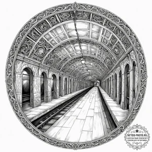 The eerie, quiet atmosphere of a deserted sub... - эскиз тату (№1753423412_0, 25.07.2025 06:03) — tattoo-photo.ru