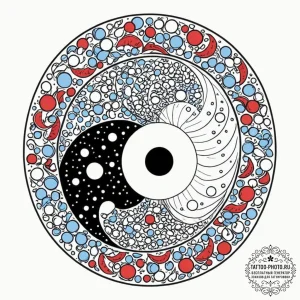 A dotwork design of the yin-yang symbol made... - эскиз тату (№1753423617_0, 25.07.2025 06:06) — tattoo-photo.ru