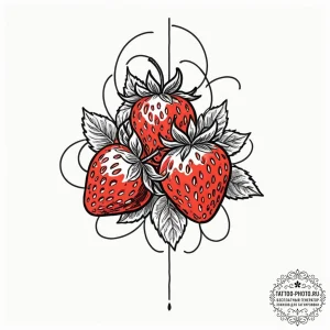 Tattoo sketch a 'strawberry' on one, 'chocola... - эскиз тату (№1753424026_0, 25.07.2025 06:13) — tattoo-photo.ru