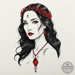 A neo-traditional tattoo of melisandre, the r... - эскиз тату (№1753426481_0, 25.07.2025 06:54) — tattoo-photo.ru