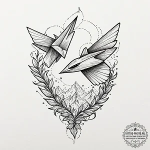 Tattoo design a small paper airplane flying f... - эскиз тату (№1753427098_0, 25.07.2025 07:04) — tattoo-photo.ru
