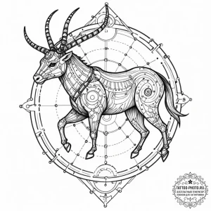 Tattoo design a zodiac animal made of interco... - эскиз тату (№1753427713_0, 25.07.2025 07:15) — tattoo-photo.ru
