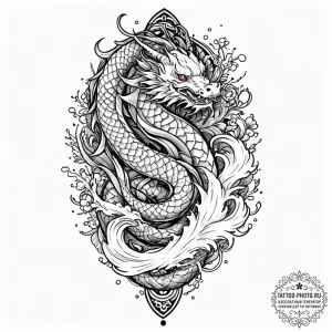 Tattoo sketch aquarius's water-bearer, with t... - эскиз тату (№1753427917_0, 25.07.2025 07:18) — tattoo-photo.ru