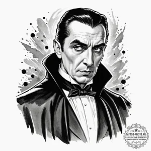 A graphic novel style sketch of dracula, bela... - эскиз тату (№1753431427_0, 25.07.2025 08:17) — tattoo-photo.ru