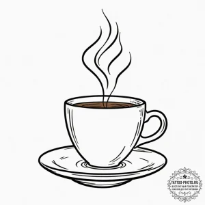 Tattoo sketch a warm cup of coffee or tea, wi... - эскиз тату (№1753432430_0, 25.07.2025 08:33) — tattoo-photo.ru