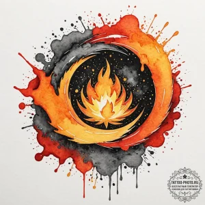 Tattoo sketch: watercolor splashes of orange,... - эскиз тату (№1753433644_0, 25.07.2025 08:54) — tattoo-photo.ru