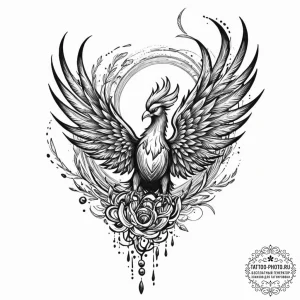 Tattoo design a phoenix whose flight path for... - эскиз тату (№1753433847_0, 25.07.2025 08:57) — tattoo-photo.ru