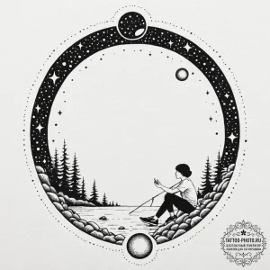 Tattoo sketch a person sitting on the edge of... - эскиз тату (№1753435699_0, 25.07.2025 09:28) — tattoo-photo.ru