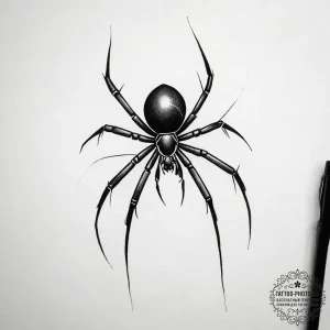 Black widow (spider) - эскиз тату (№1753441735_0, 25.07.2025 11:08) — tattoo-photo.ru