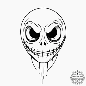 A linework tattoo of jack skellington's face... - эскиз тату (№1753443247_0, 25.07.2025 11:34) — tattoo-photo.ru