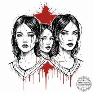 A trash polka portrait of the grady twins, wi... - эскиз тату (№1753443661_0, 25.07.2025 11:41) — tattoo-photo.ru