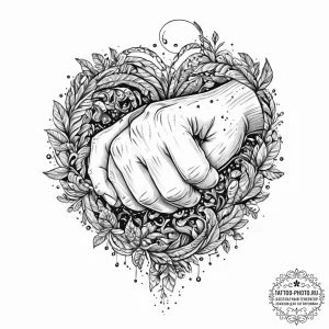 A child's hand holding a fistful of earthworm... - эскиз тату (№1753444308_0, 25.07.2025 11:51) — tattoo-photo.ru