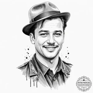 A graphic novel portrait of col. hans landa f... - эскиз тату (№1753446329_0, 25.07.2025 12:25) — tattoo-photo.ru