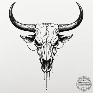Bull skull, tattoo sketch design, on a clean... - эскиз тату (№1753449882_0, 25.07.2025 13:24) — tattoo-photo.ru