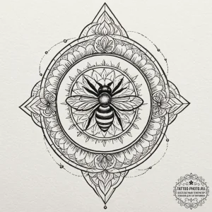 A close-up of honey dripping from a wooden di... - эскиз тату (№1753450081_0, 25.07.2025 13:28) — tattoo-photo.ru