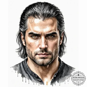 A neo-traditional portrait of henry cavill as... - эскиз тату (№1753450278_0, 25.07.2025 13:31) — tattoo-photo.ru