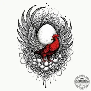 Tattoo design a phoenix's egg, intricately de... - эскиз тату (№1753451468_0, 25.07.2025 13:51) — tattoo-photo.ru