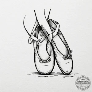 Tattoo design a pair of ballet shoes, one on... - эскиз тату (№1753451861_0, 25.07.2025 13:57) — tattoo-photo.ru