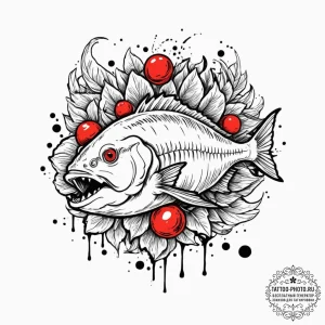 Piranha, tattoo flash sheet design, on a clea... - эскиз тату (№1753452057_0, 25.07.2025 14:00) — tattoo-photo.ru