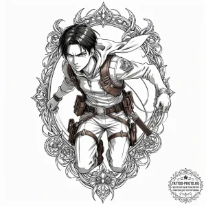 A sketch of captain levi from attack on titan... - эскиз тату (№1753452659_0, 25.07.2025 14:10) — tattoo-photo.ru