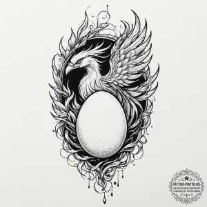 Tattoo design a phoenix's egg, intricately de... - эскиз тату (№1753456021_0, 25.07.2025 15:07) — tattoo-photo.ru