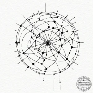 Tattoo design a fine line rendering of a comp... - эскиз тату (№1753457027_0, 25.07.2025 15:23) — tattoo-photo.ru