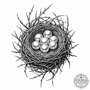 Tattoo sketch a bird's nest made of thorny br... - эскиз тату (№1753459876_0, 25.07.2025 16:11) — tattoo-photo.ru