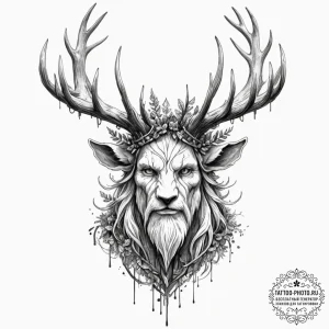 A slavic leshy (forest spirit), artistic tatt... - эскиз тату (№1753460071_0, 25.07.2025 16:14) — tattoo-photo.ru