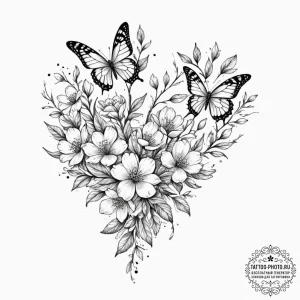 Tattoo design: a composition of blooming appl... - эскиз тату (№1753461070_0, 25.07.2025 16:31) — tattoo-photo.ru