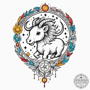 Tattoo sketch a zodiac animal trying to escap... - эскиз тату (№1753461275_0, 25.07.2025 16:34) — tattoo-photo.ru