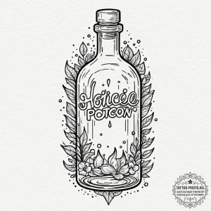 Tattoo sketch a glowing health potion bottle... - эскиз тату (№1753462665_0, 25.07.2025 16:57) — tattoo-photo.ru