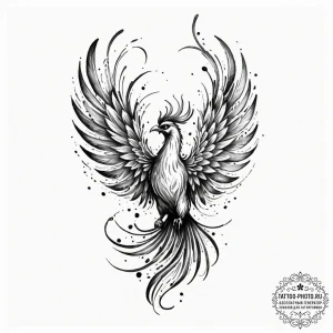 Phoenix, tattoo line art, watercolor tattoo s... - эскиз тату (№1753463268_0, 25.07.2025 17:07) — tattoo-photo.ru